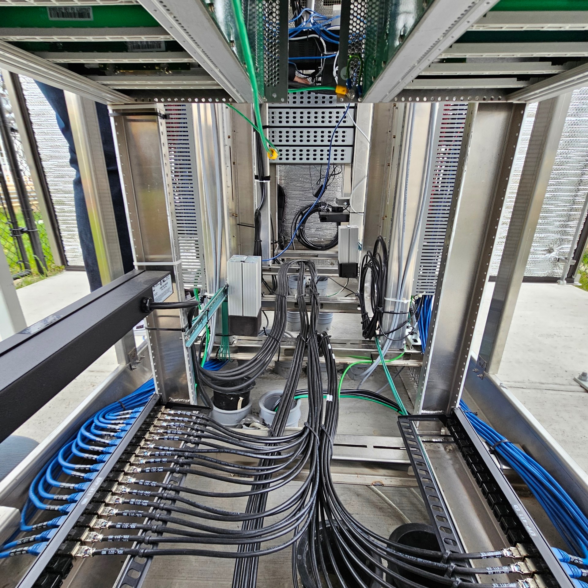 Custom control cabinet wiring detail — high-density signal and power runs